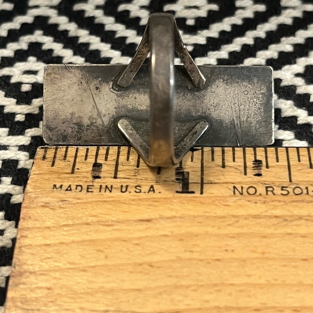 Rectangular Silver And Turquoise Ring - image 5